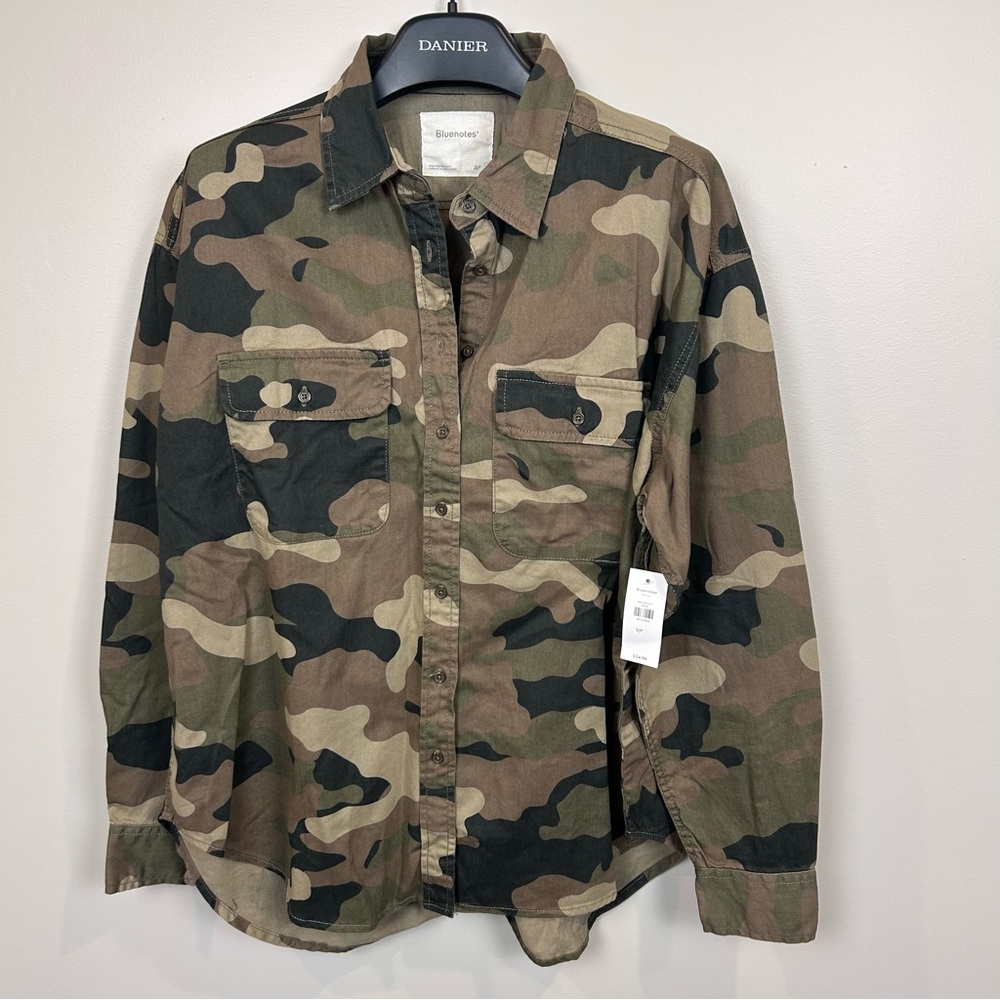 New With Tags Camouflage Shirt Women Button up Long‎ Sleeve Size Small Cotton